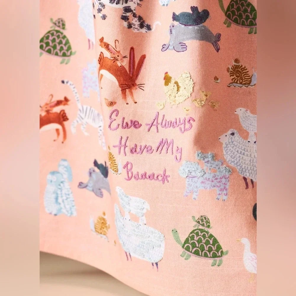 Anthropologie embroidered tea towel dish decor Ewe Always Have My Back animals